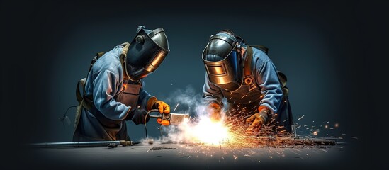 workers are carrying out argon welding