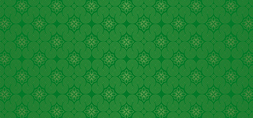 Wall Mural - Textured gorgeous green hue design with gold pattern.
