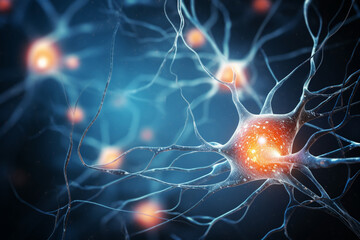 Poster - An illustration of neurons in the brain creating new connections and strengthening existing ones, highlighting the concept of neuroplasticity.
