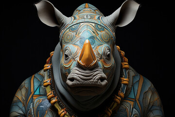 Poster - A surrealist image of a hybrid animal, created by combining features of several endangered species in a single creature, representing the importance of preserving genetic diversity.