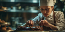 Female Cook Making A Cake Generative AI