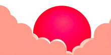 A Fiery Red Sun With Peach Fuzz Colored Clouds For Banner