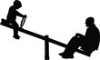 a boy and father playing at park, silhouette vector