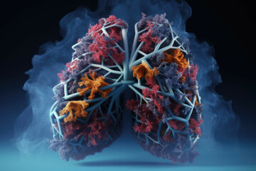 Wall Mural - a human lungs with smoke