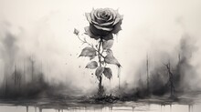 A Charcoal Drawing Of A Beautiful Rose Style Ai Generated Art
