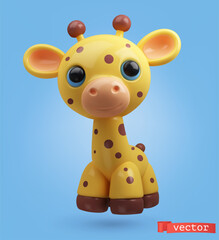 Giraffe, 3d render vector cartoon icon