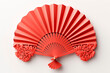 © Vero - Red paper Hand fan on white background. Traditional lunar new year paper fan.