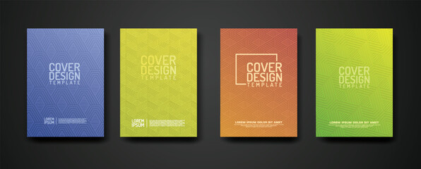 Poster - set cover Design template with geometric lines textured pattern background and dynamic gradation color