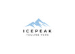Ice Peak Mount Stone mountain adventure logo design. Minimalist mount ice peak logo