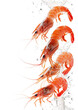 Food photo of Shrimps flying in the air, isolated on white transparent background, side view, PNG, ultra realistic