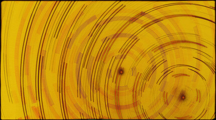 Poster - Modern abstract orbit of broken circles around stars on canvas in yellow