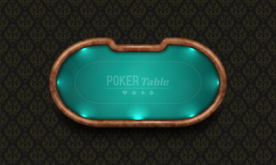 Wall Mural - Poker table with blue cloth. Vector illustration.