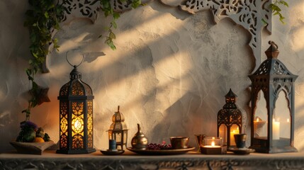 arabic lantern of ramadan celebration background. traditional islamic holy holiday