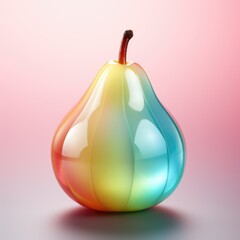 Wall Mural - A rainbow colored glass pear on a pink background