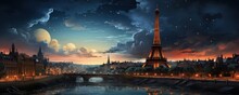 Images Of Paris City With Watercolor Effect, Images Of Paris With Watercolor Effect