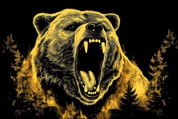 Wall Mural -  a bear with its mouth open and it's mouth wide open with fire coming out of it's mouth.