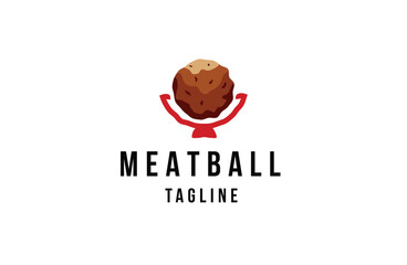 Meatball street food logo icon design template flat vector