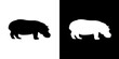 Hippopotamus silhouette icon. Animal icon. Black animal icon. Silhouette