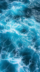 Wall Mural - Top view of blue frothy sea surface. Shot in the open sea from above.