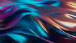 © Alice - Dark holographic abstract textured background. Wavy liquid metal in blue and purple blur gradient. 3D futuristic backdrop