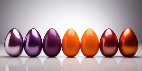 Wall Mural - A row of shiny colored eggs in a row.