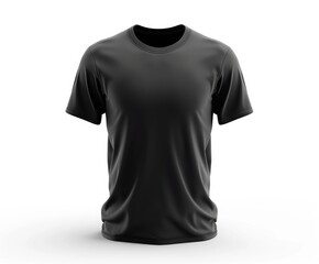 Black t-shirt isolated on a white background. Mockup blank sportswear front view.