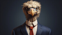 Ostrich Wearing A Suit And Tie