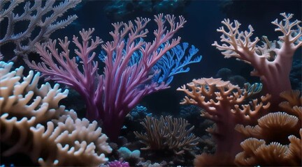Wall Mural - coral reef in the sea,  Beautiful living coral gardens and feed in the clear transparent blue sea.