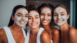 © Erik - Women friends wearing spa facial masks. Selective focus.