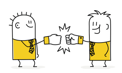 Sticker - Businessmen making fist bump.