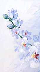 Sticker - Orchid flowers. Oil painting picture