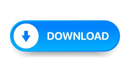 Fototapete - 3D yellow download button icon. Upload icon. Down arrow bottom side symbol. Click here button. Save cloud icon push button for UI UX, website, mobile application.