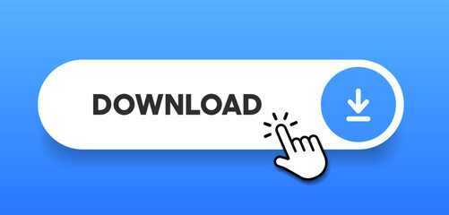 Aufkleber - 3D yellow download button icon. Upload icon. Down arrow bottom side symbol. Click here button. Save cloud icon push button for UI UX, website, mobile application.