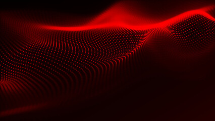 Wall Mural - Futuristic particle wave. Abstract technology background. Big data visualization. 3D rendering.