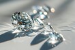 Luminous Elegance - Beautiful Diamonds on White Surface, Metalworking Mastery, Sparkling Water Reflections