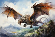 Dragon soaring through the skies with powerful wings