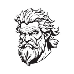 Wall Mural - potrait head of zeus  vector illustration black and white