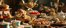 Jubilee Tea Party Food Celebration King Charles Coronation. With Copy Space Image. Place For Adding Text Or Design
