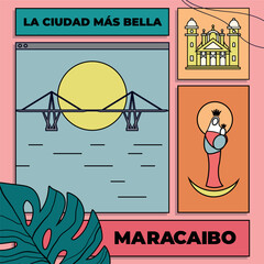 Maracaibo venezuela retro illustration