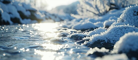 Fototapete - light closeup shot of snow melting on the fingertip. with copy space image. Place for adding text or design