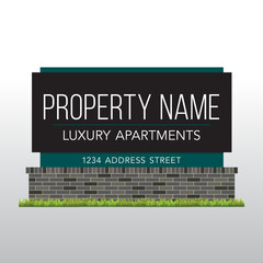 Monument Sign Design Templates Masonry Commercial Property Real Estate Neighborhood Signage Brick Stone Wood