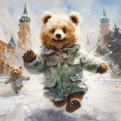 Wall Mural - christmas teddy bear