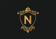 N latter logo design with nature beauty Premium Vector