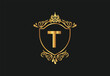 T latter logo design with nature beauty Premium Vector