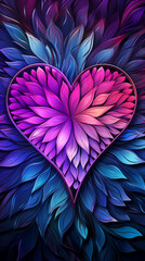 Wall Mural - Colorful neon heart pattern background. Valentine's Day card.