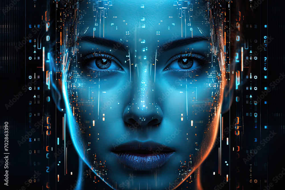 Experience a cybernetic interface with an AI-powered holographic face ...