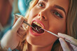 a girl patient examine teeth while visiting professional doctor