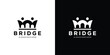 Creative Bridge Logo. Crown Bridge, People Community Logo Icon Symbol Vector Design Tamplate.