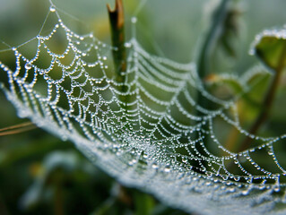 spider web with dew drops