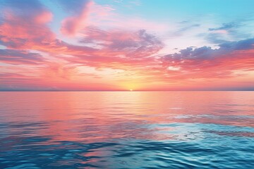 Canvas Print - Beautiful seascape. Sunrise over the sea. 3d render, AI Generated